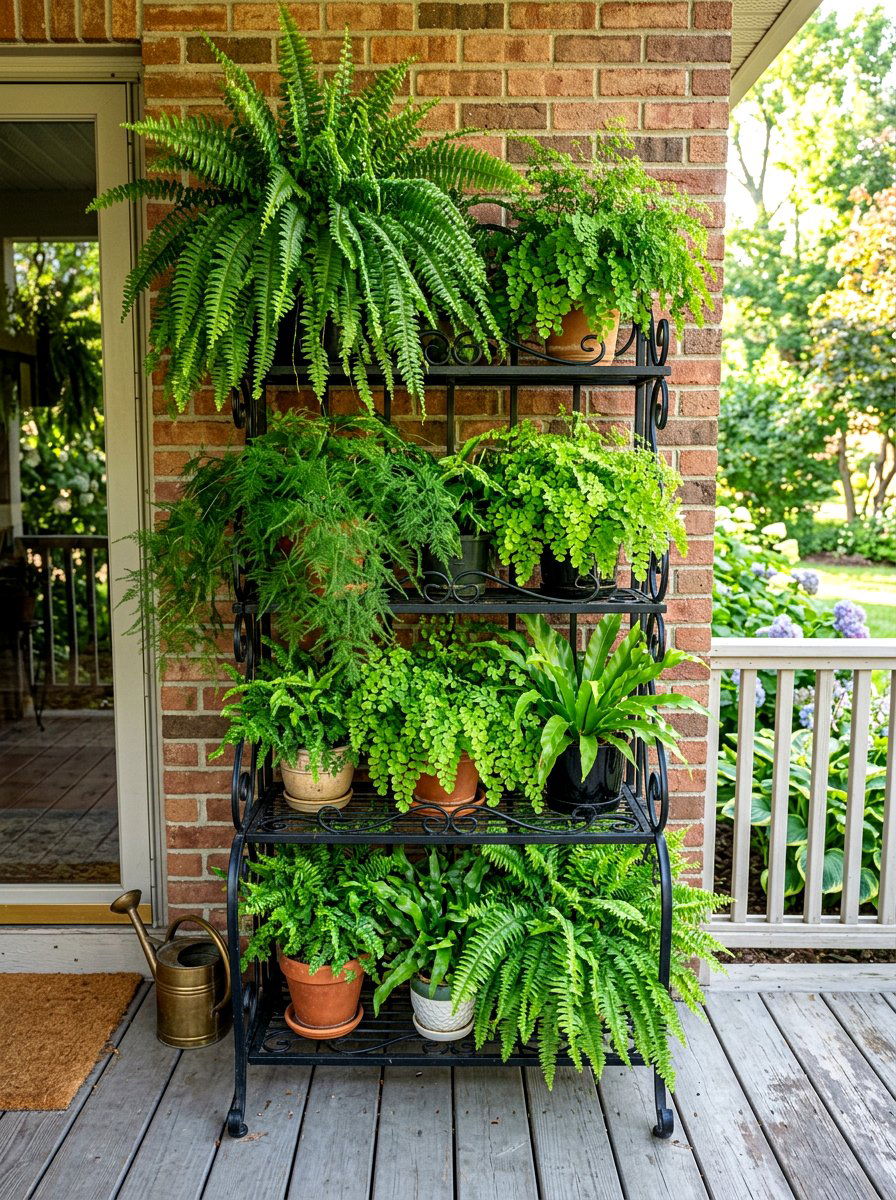 Tiered Plant Stand Ferns - 30 porch ferns ideas