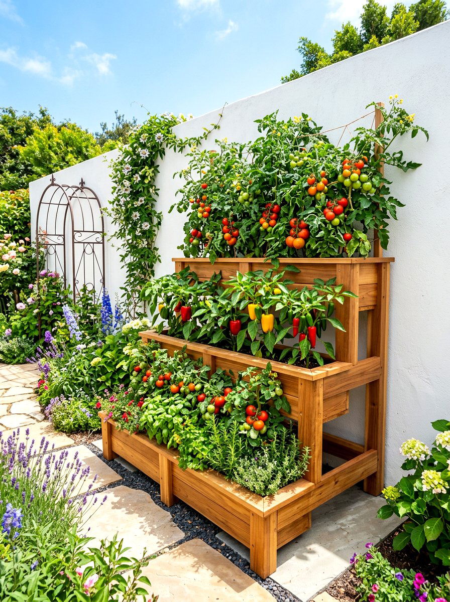 Tiered Planter Box - 30 outdoor vertical garden ideas