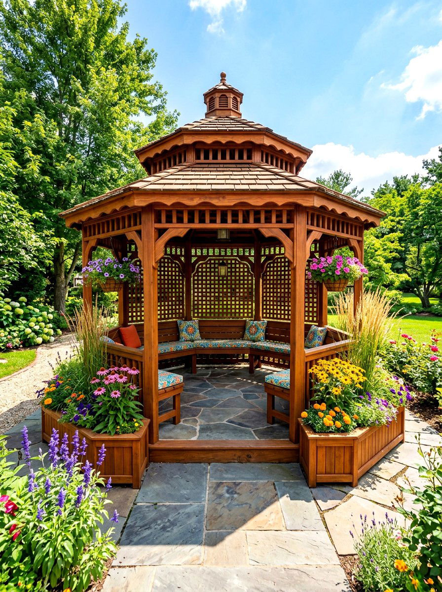 Tiered Planter Boxes - 30 gazebo privacy ideas