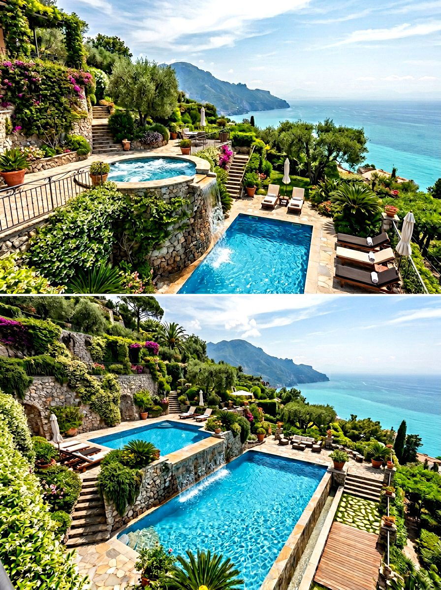 Tiered Pool Garden - 30 pool garden ideas
