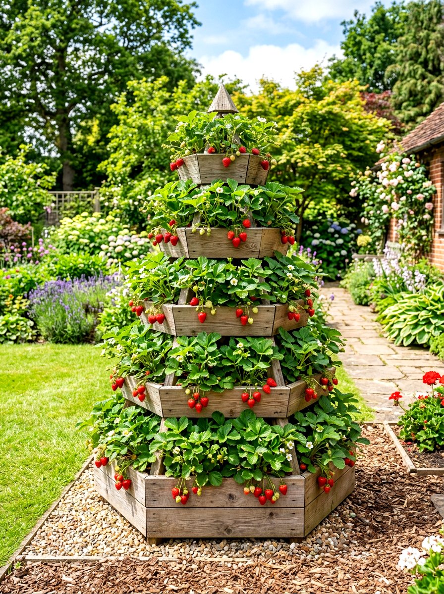 Tiered Pyramid Planter - 30 vertical strawberry garden ideas