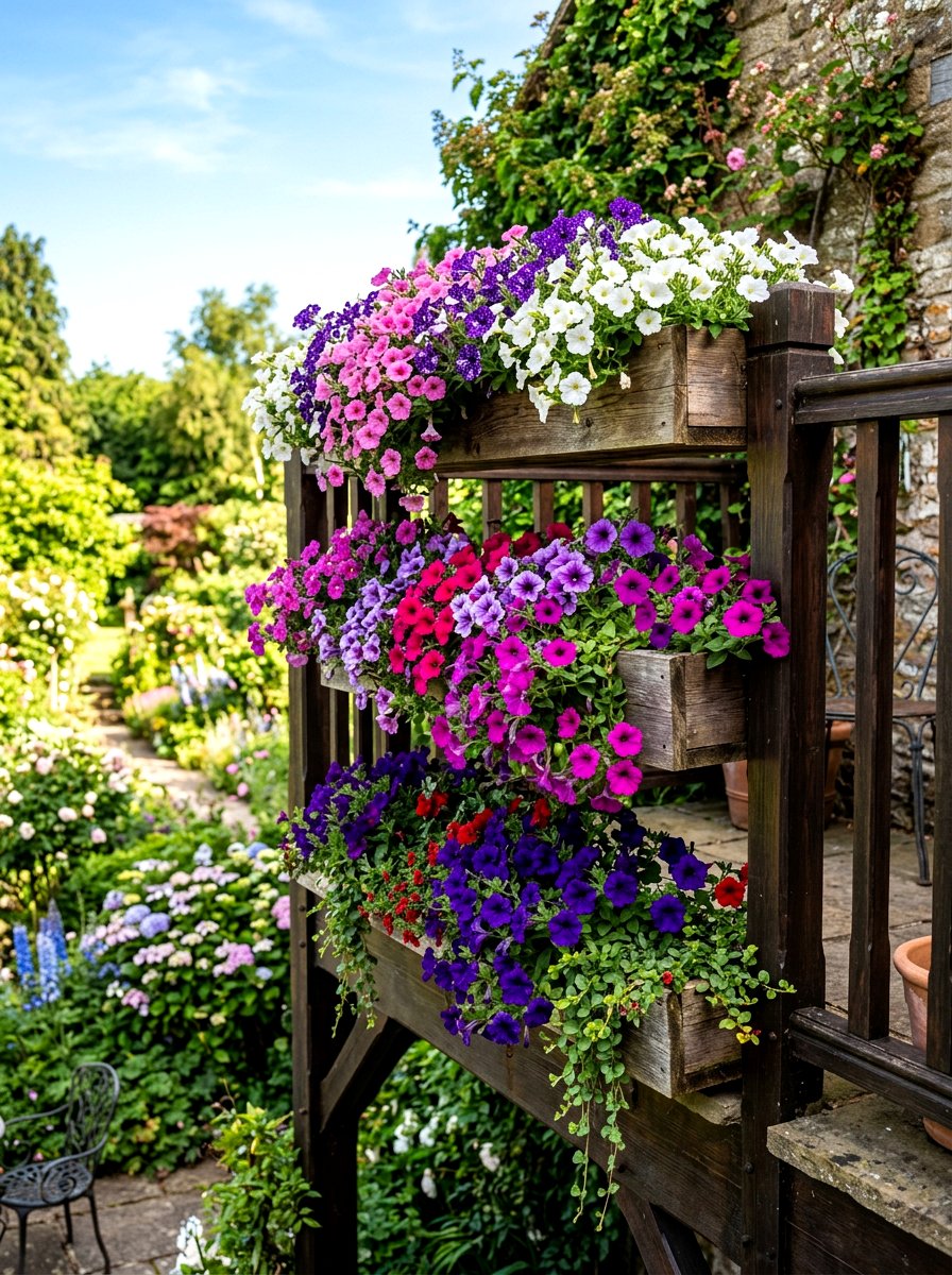Tiered Railing Flower Box - 30 flower box railing ideas