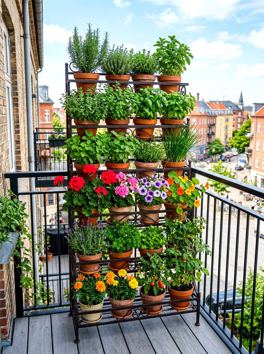 Tiered Railing Plant Stand - 30 railing planter box ideas