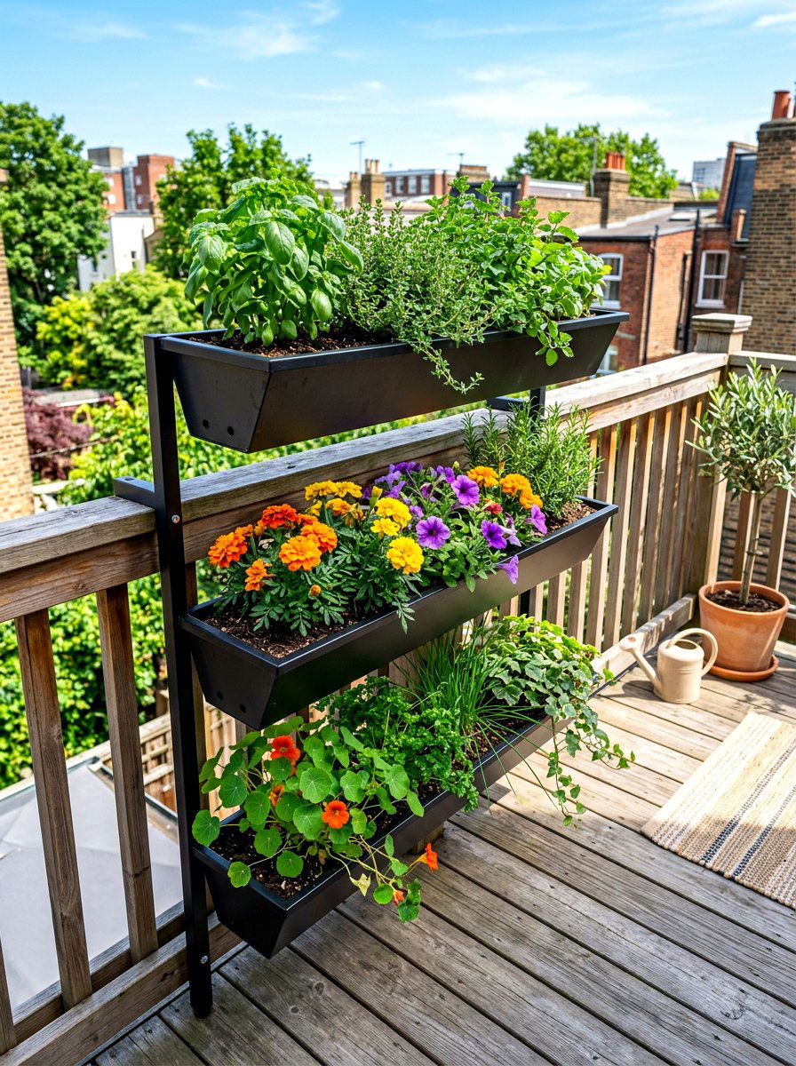 Tiered Railing Planter System - 30 deck railing planter ideas
