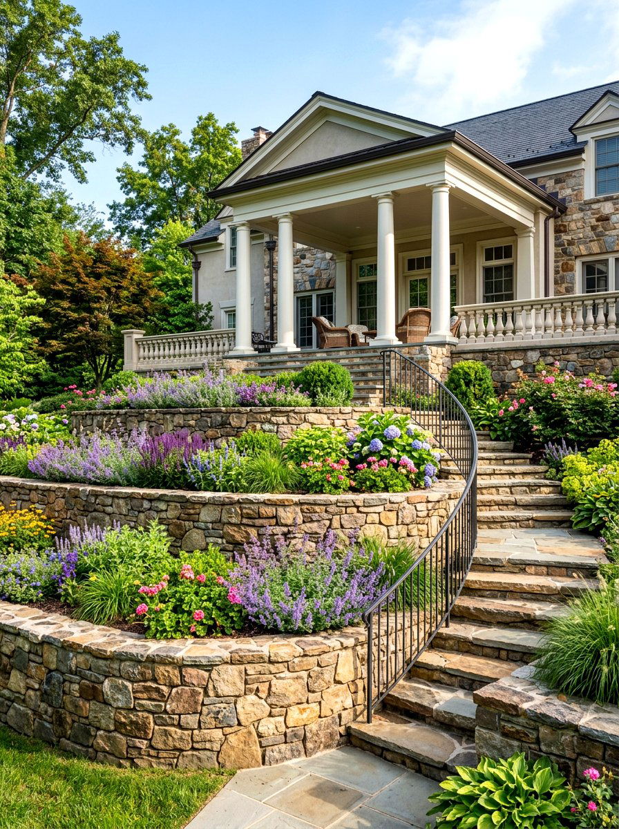 Tiered Retaining Wall - 30 portico landscaping ideas
