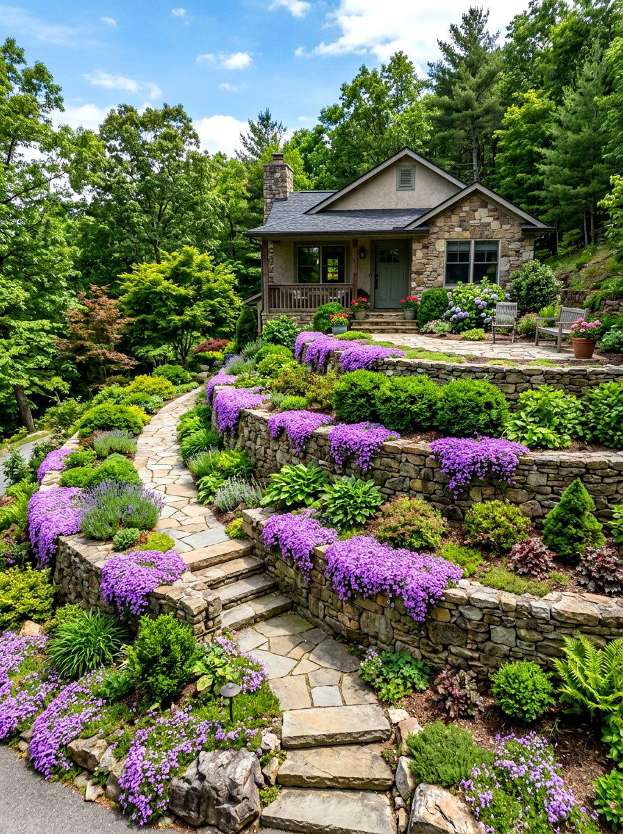 Tiered Retaining Wall Bungalow Terrace - 30 bungalow front yard ideas