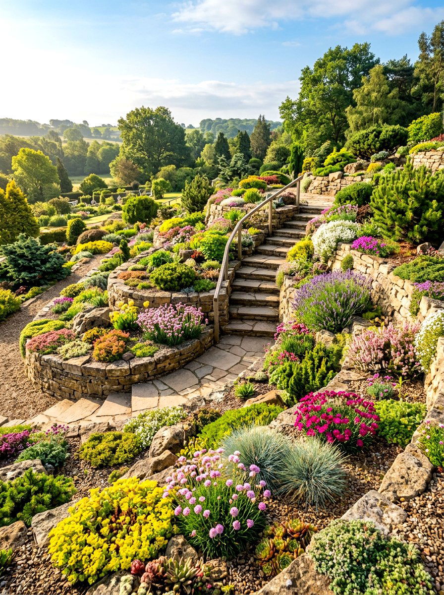 Tiered Rock Garden - 30 front yard rock garden ideas
