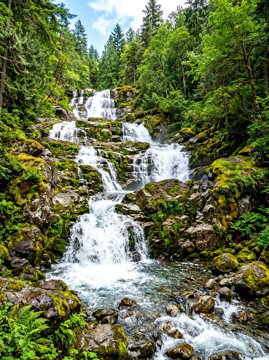 Tiered Rock Waterfall - 30 stream garden ideas