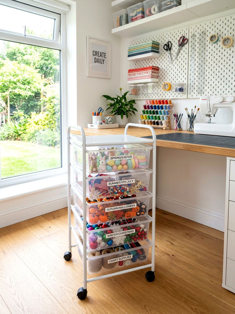 Tiered Rolling Bins - 30 seasonal decor storage ideas