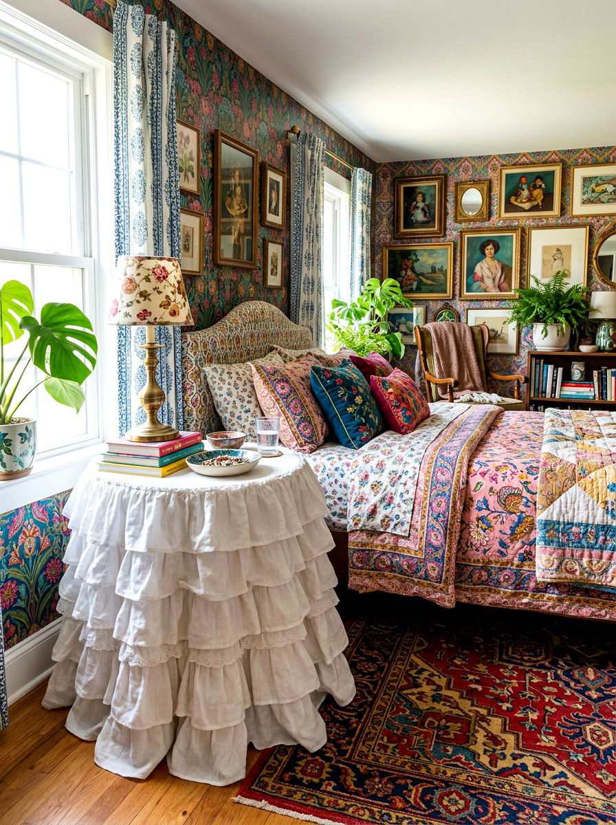 Tiered Ruffle Bedside Table - 30 skirted nightstand ideas