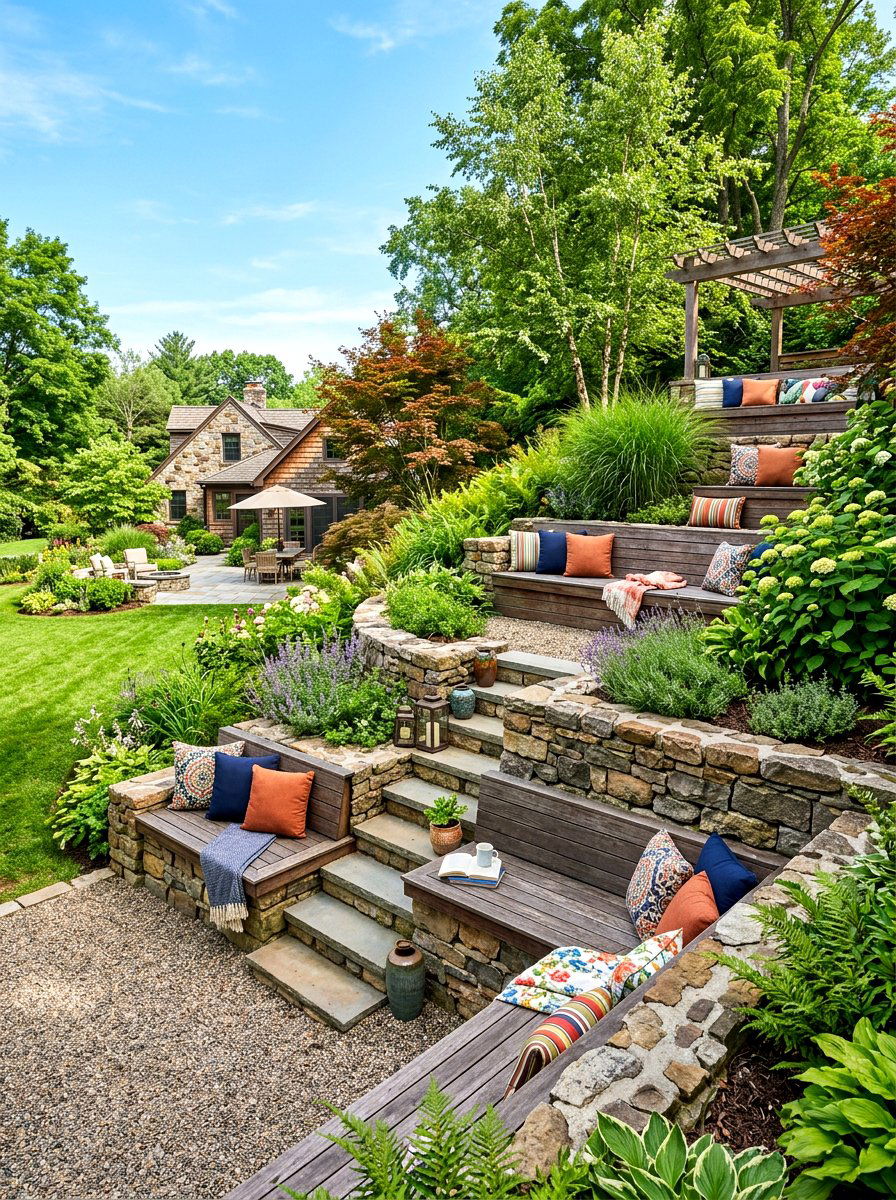 Tiered Seating Area - 30 tiered backyard ideas
