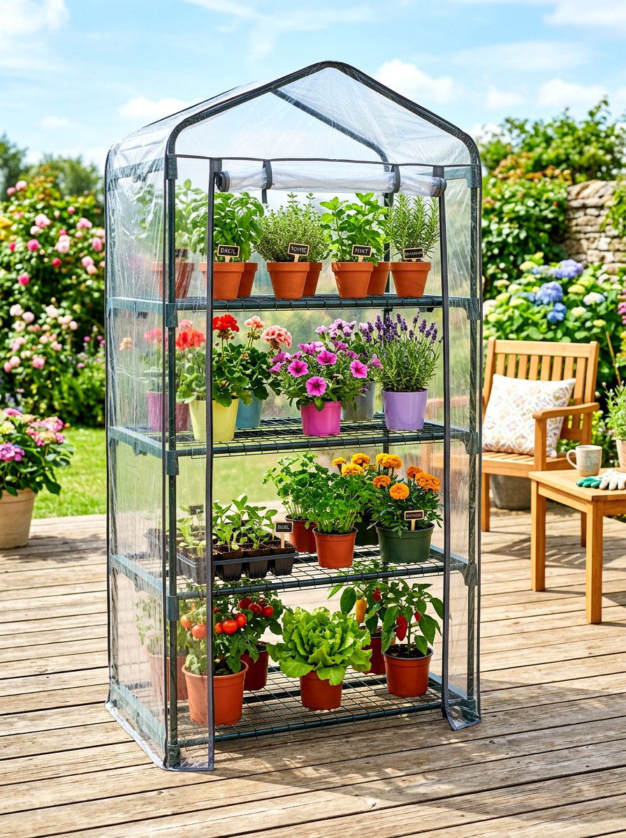 Tiered Shelf Greenhouse - 30 mini greenhouse ideas