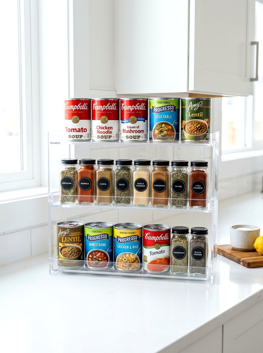 Tiered Shelf Riser - 30 organizing a tiny pantry ideas