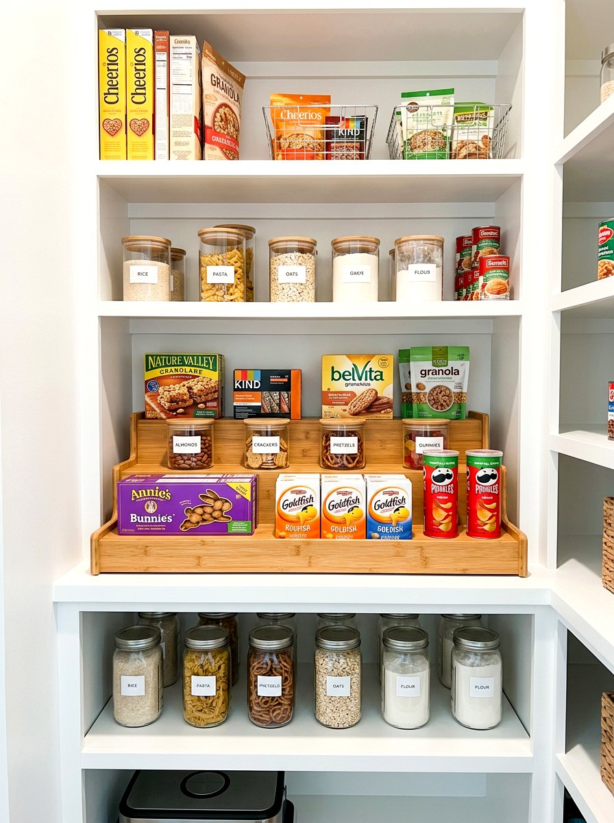 Tiered Shelf Riser - 30 snack pantry ideas