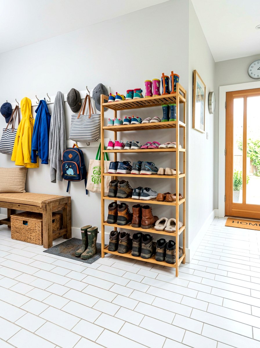 Tiered Shoe Rack - 30 family entryway ideas