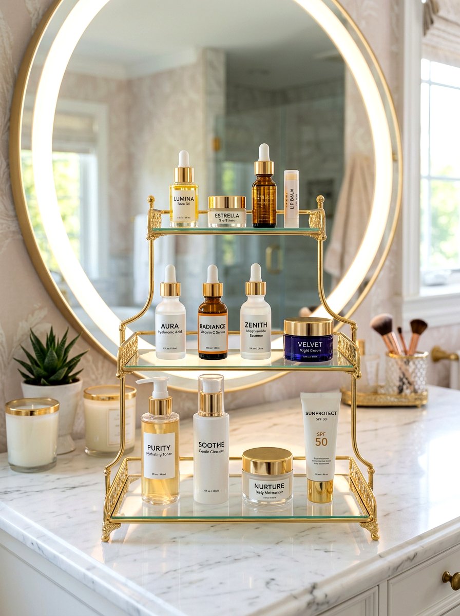 Tiered Skincare Tray - 30 skincare station ideas