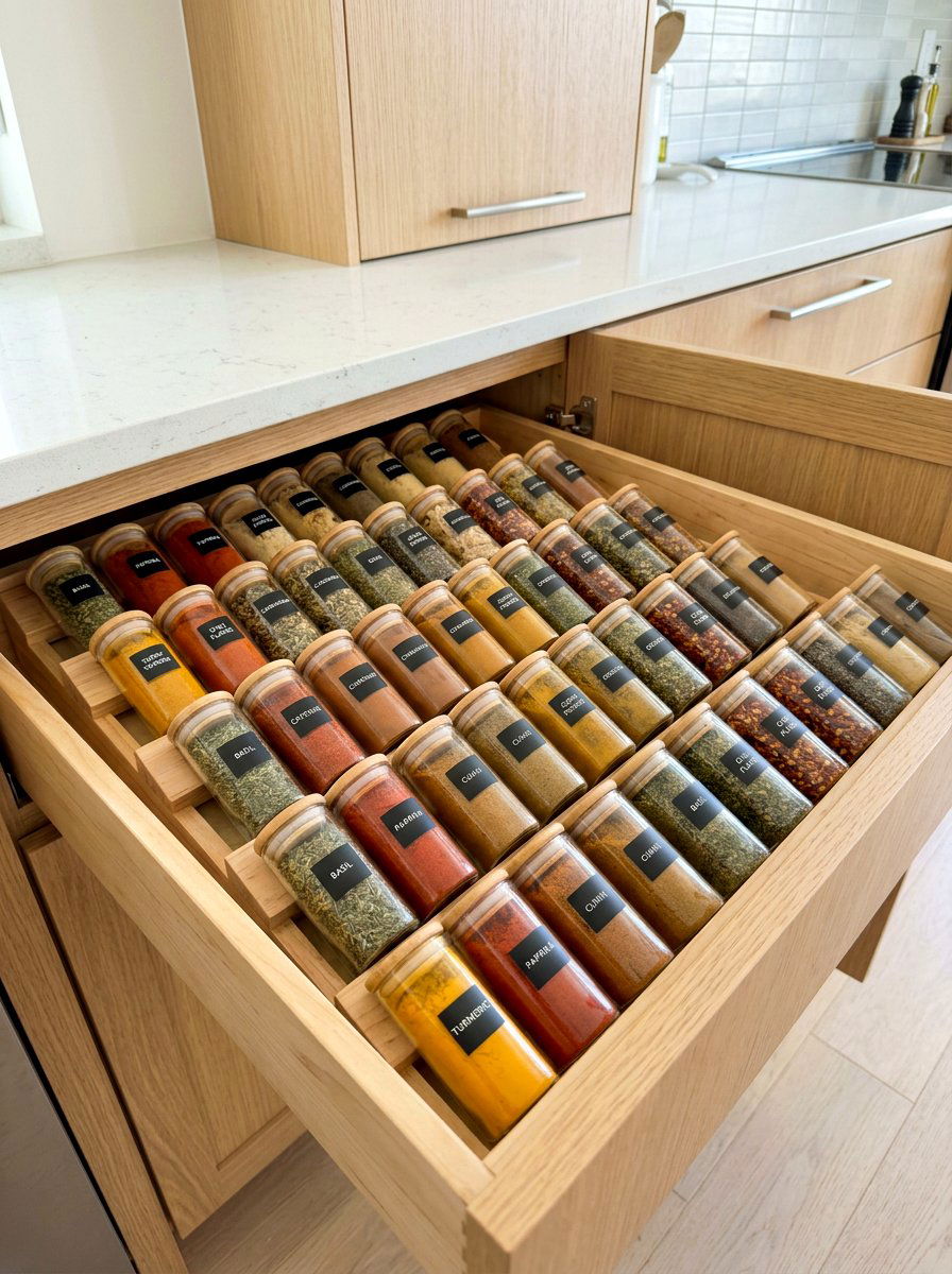 Tiered Spice Racks - 30 zero waste pantry ideas