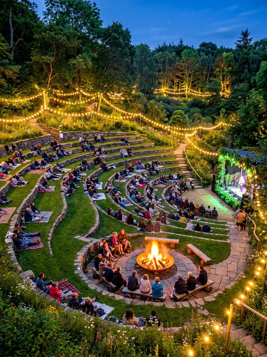 Tiered Stadium Seating - 30 fire pit bench ideas