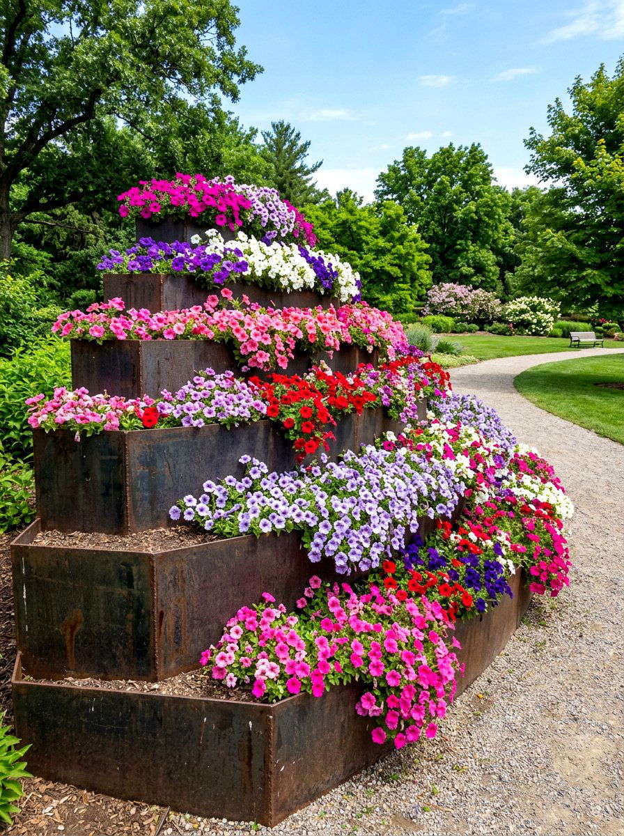 Tiered Steel Garden Bed - 30 metal raised bed ideas