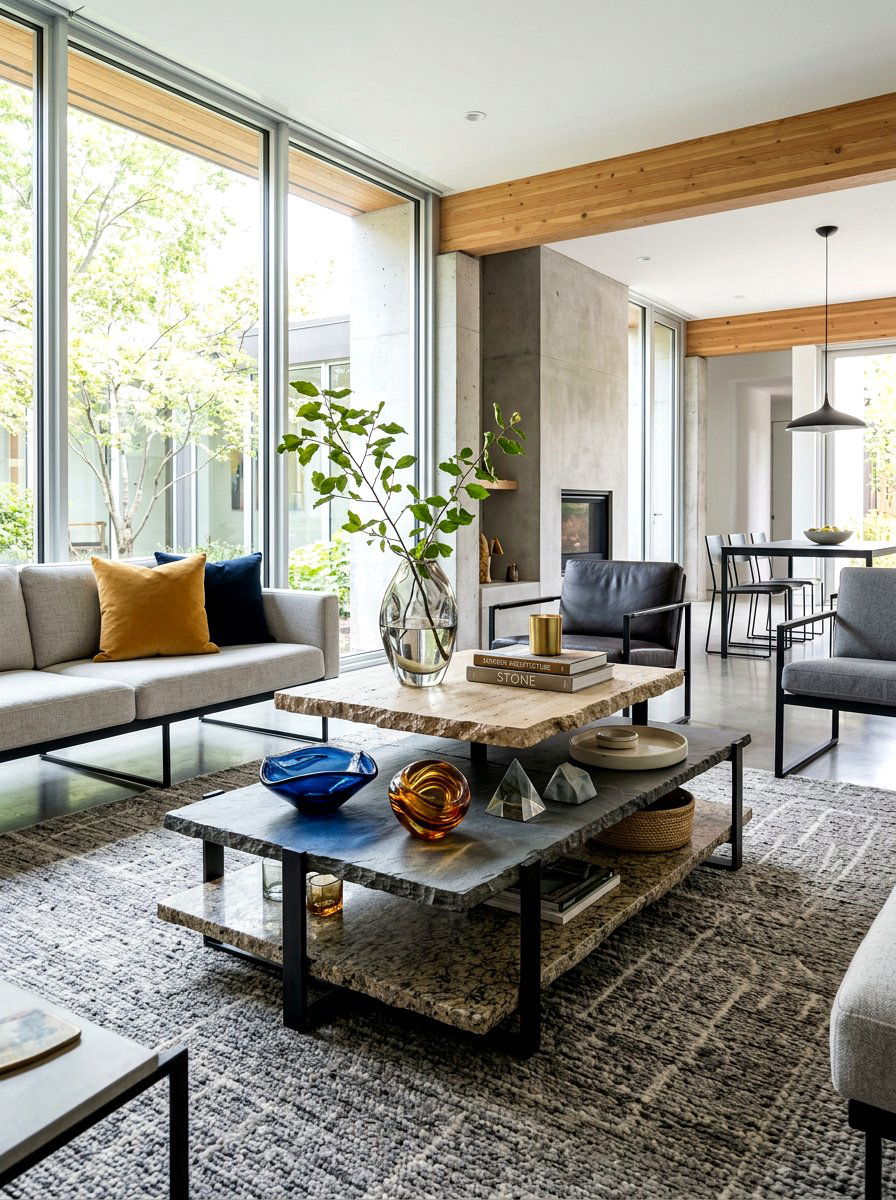 Tiered Stone Coffee Table - 30 stone coffee table ideas