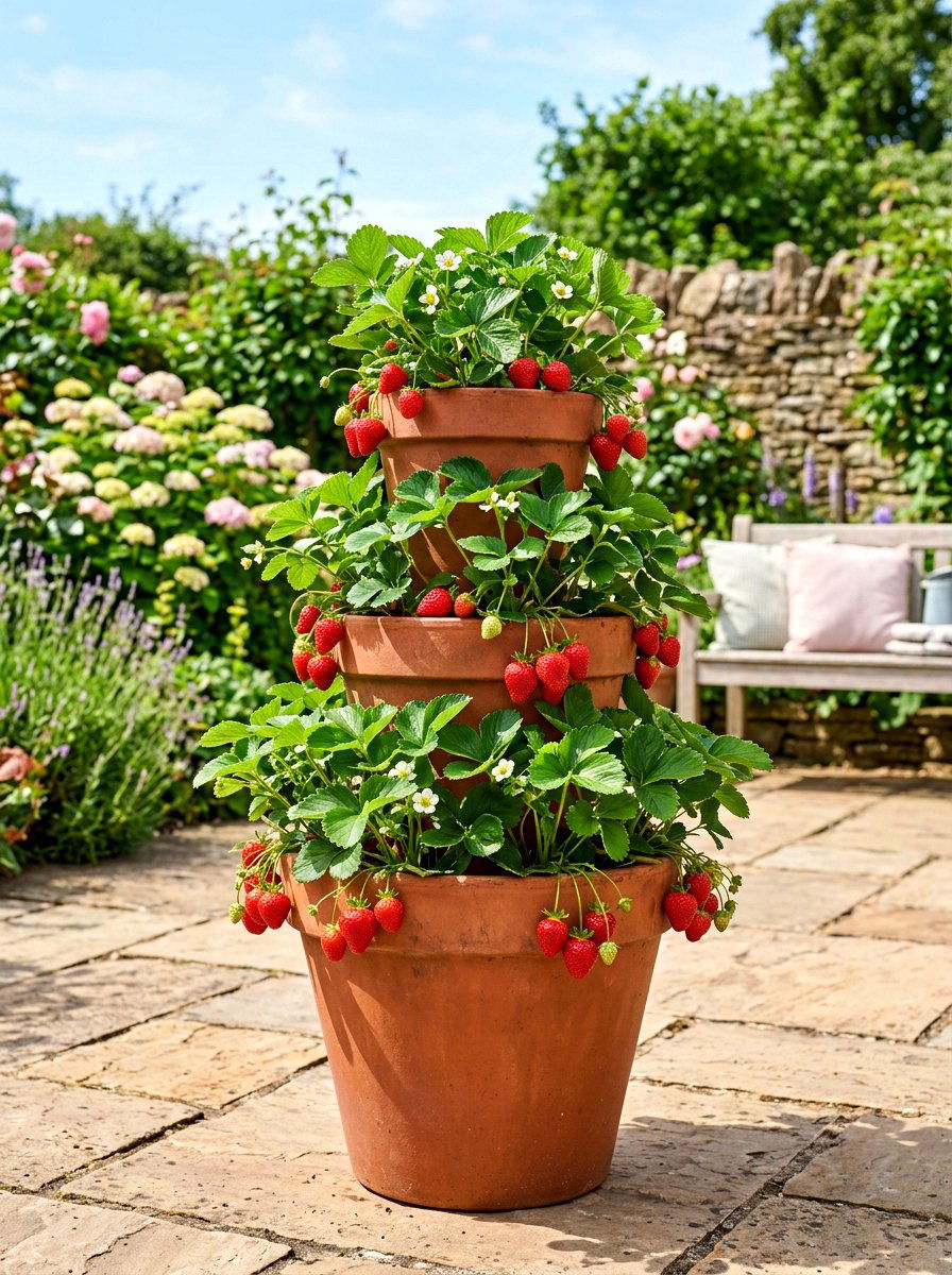 Tiered Strawberry Planter - 30 berry garden ideas