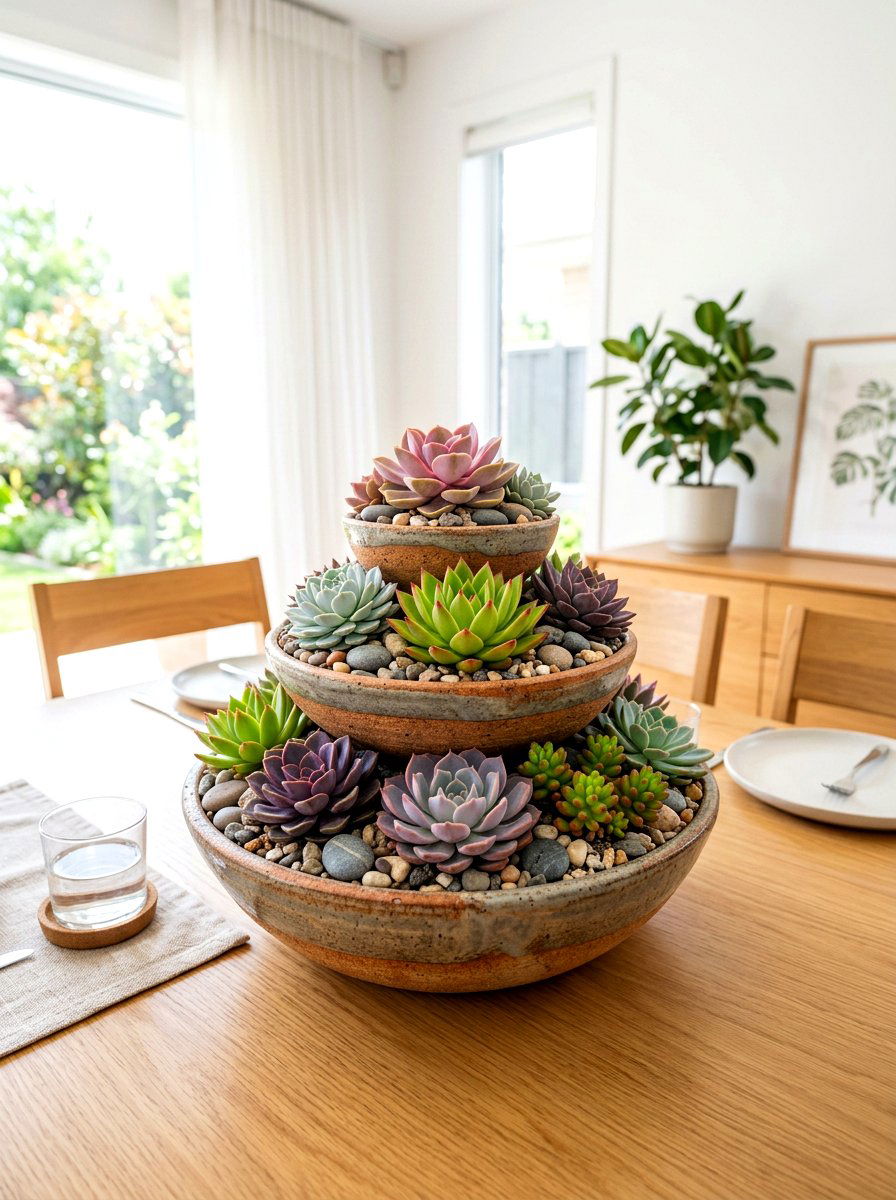 Tiered Succulent Garden Bowl - 30 tiered planter ideas