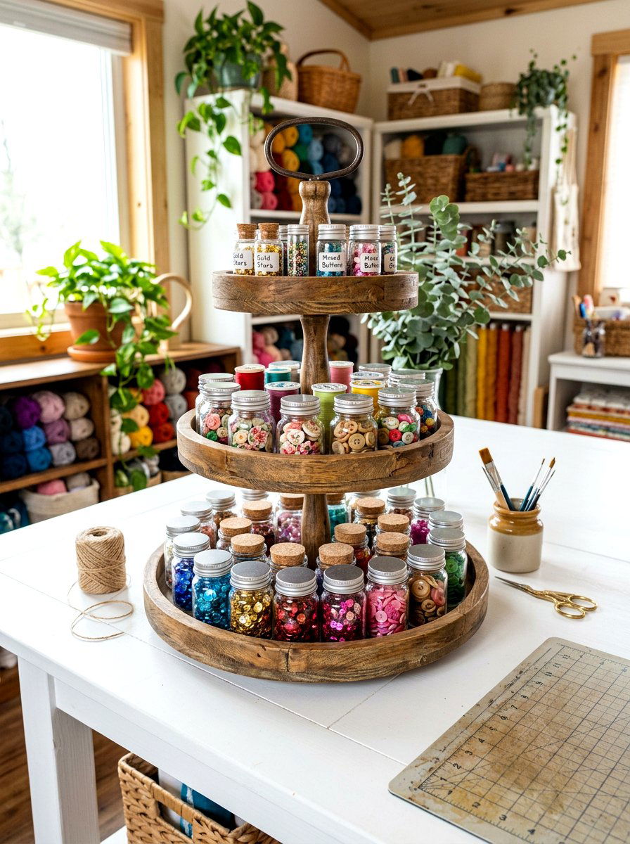 Tiered Supply Tray - 30 scrapbook room ideas