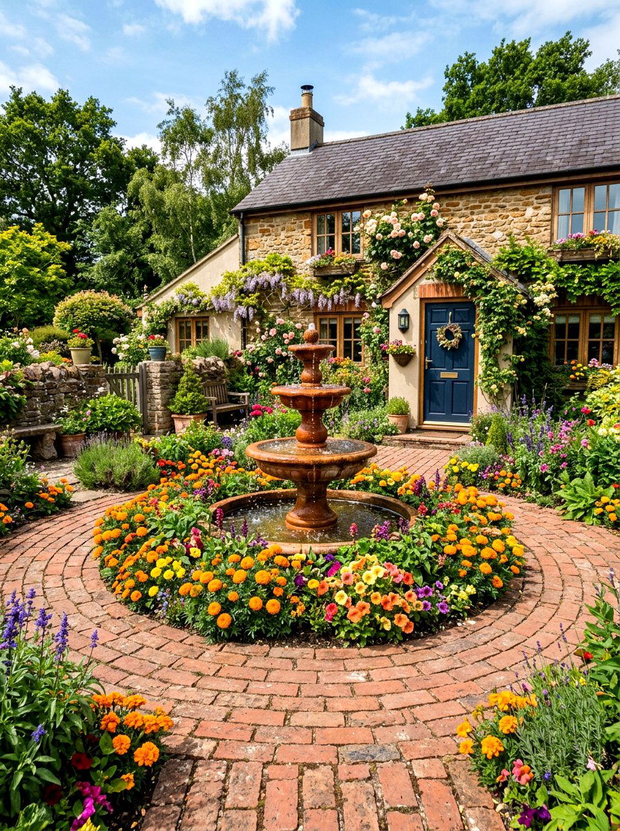 Tiered Terracotta Fountain - 30 entry fountain landscaping ideas