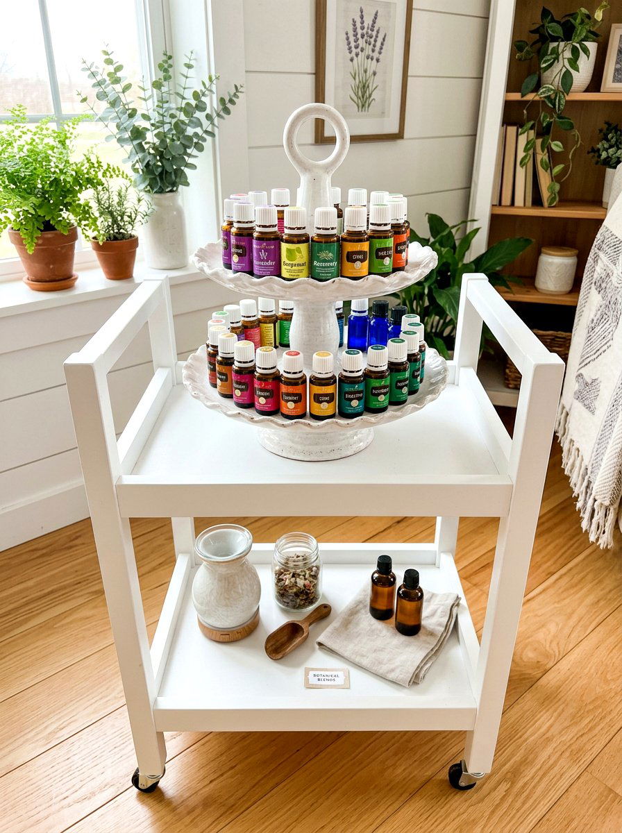 Tiered Tray For Essential Oil Storage - 30 beauty cart organization ideas