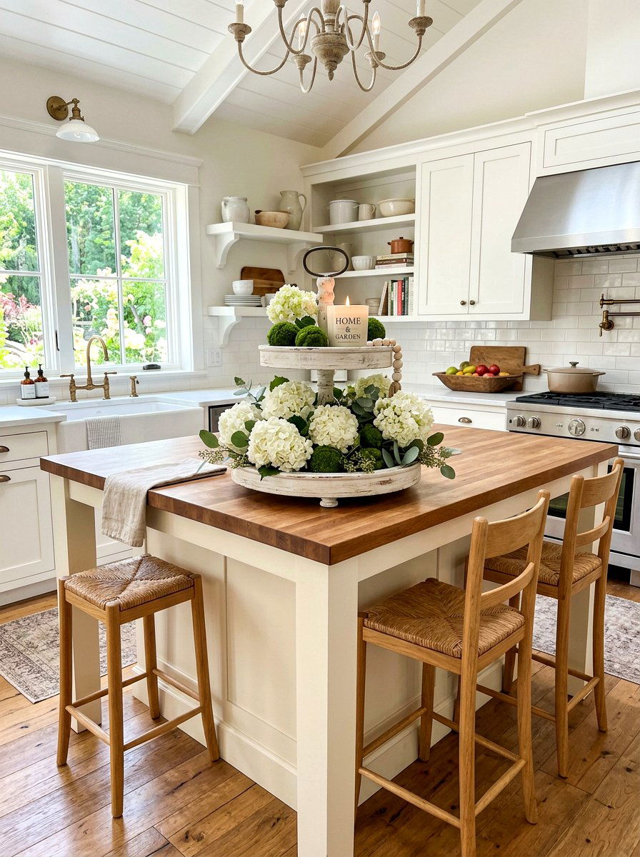Tiered Tray Hydrangea Display - 30 hydrangea centerpiece ideas