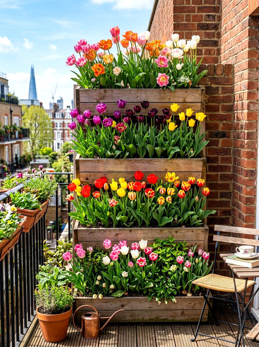 Tiered Tulip Planters - 30 tulip garden ideas