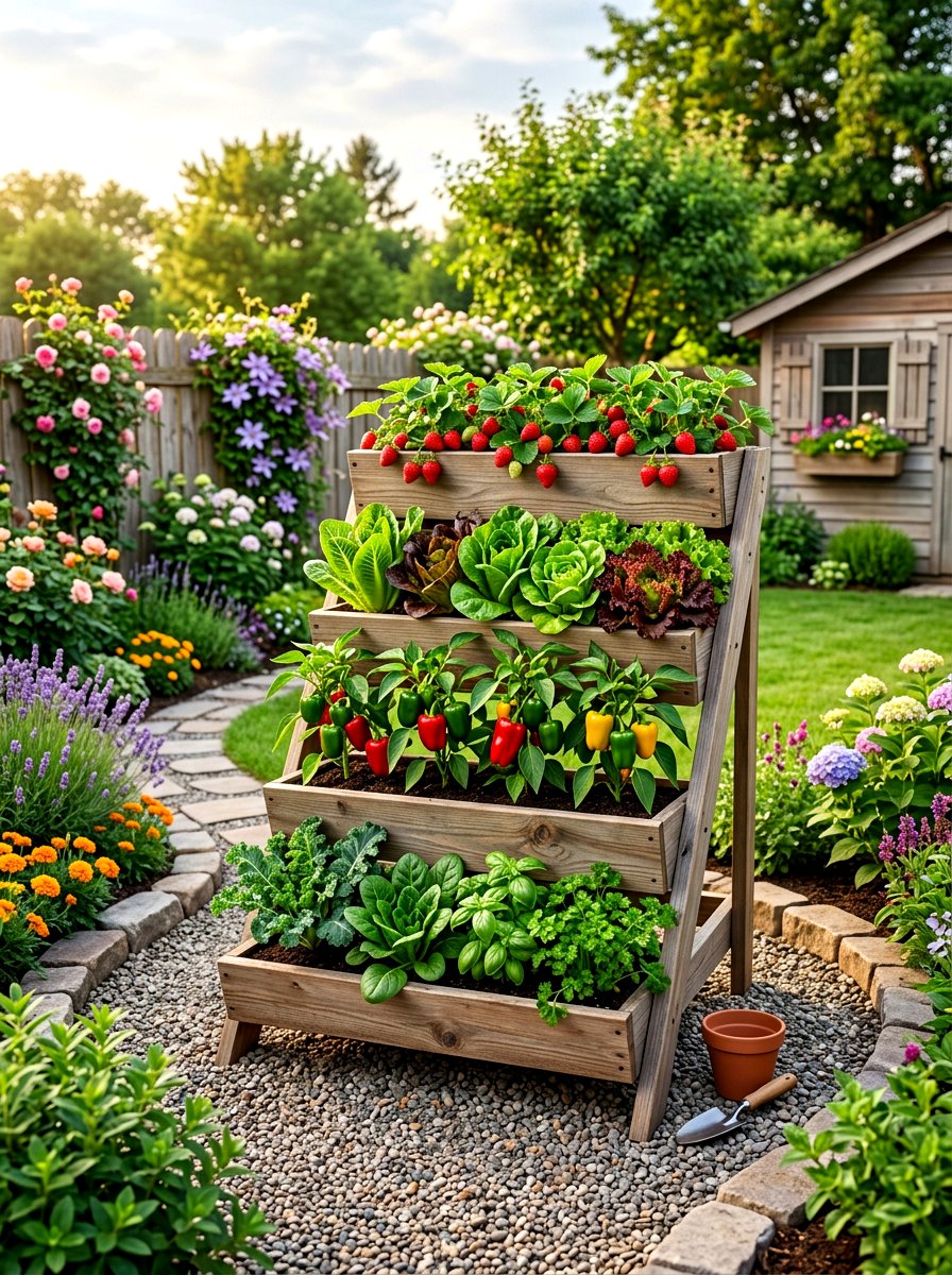 Tiered Vegetable Planter - 30 raised planter box ideas