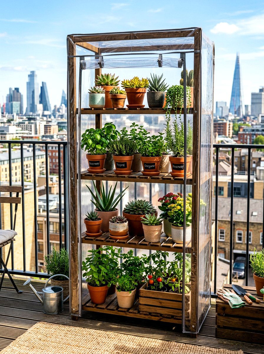 Tiered Vertical Plant Stand Greenhouse - 30 mini backyard greenhouse ideas