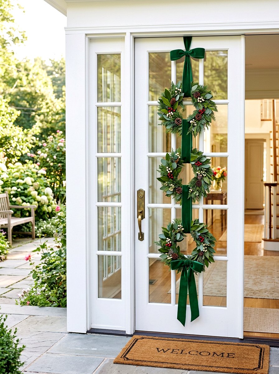 Tiered Vertical Wreath - 30 exterior wreath styling ideas