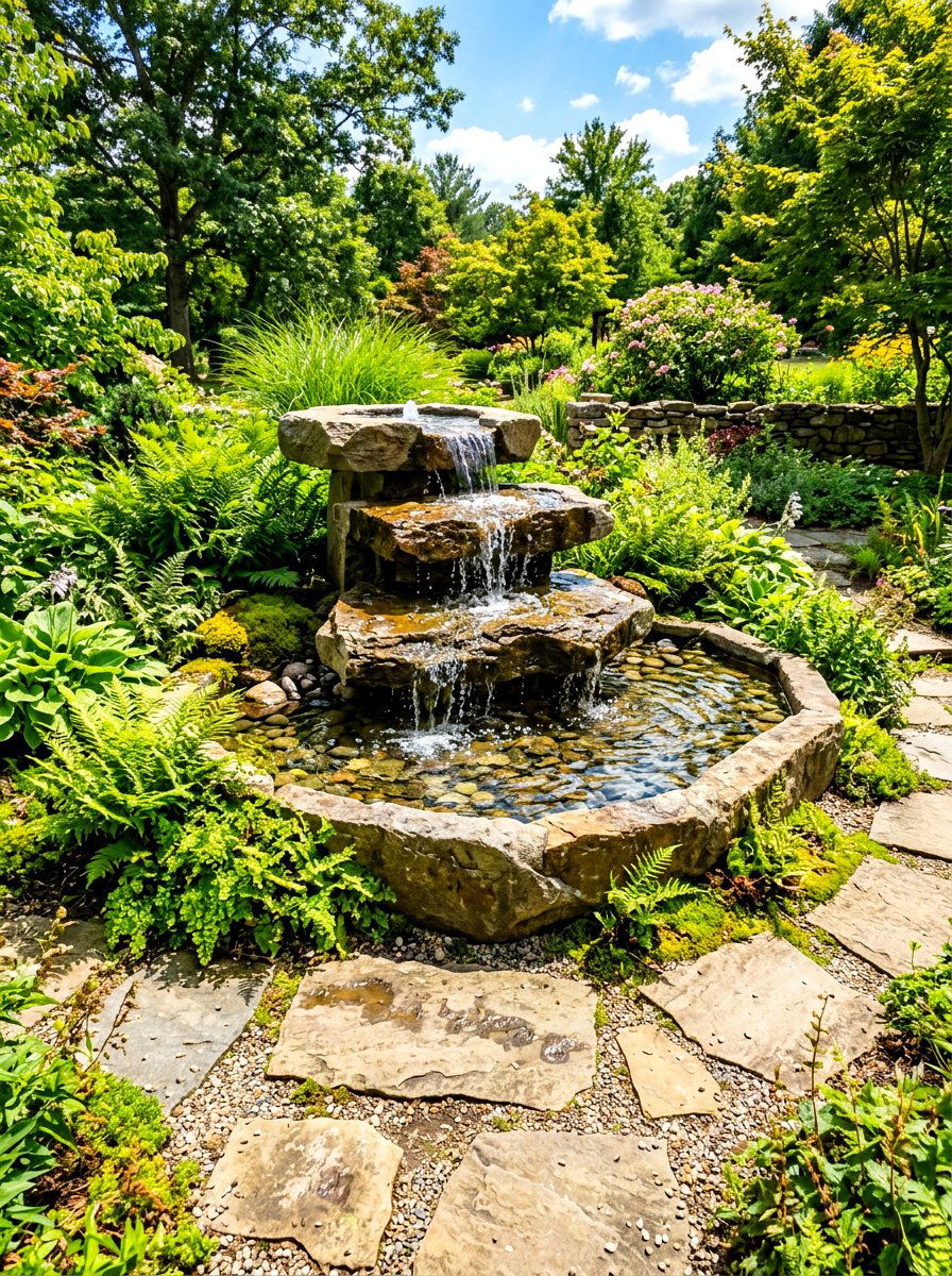 Tiered Water Feature - 30 Tuscan courtyard ideas