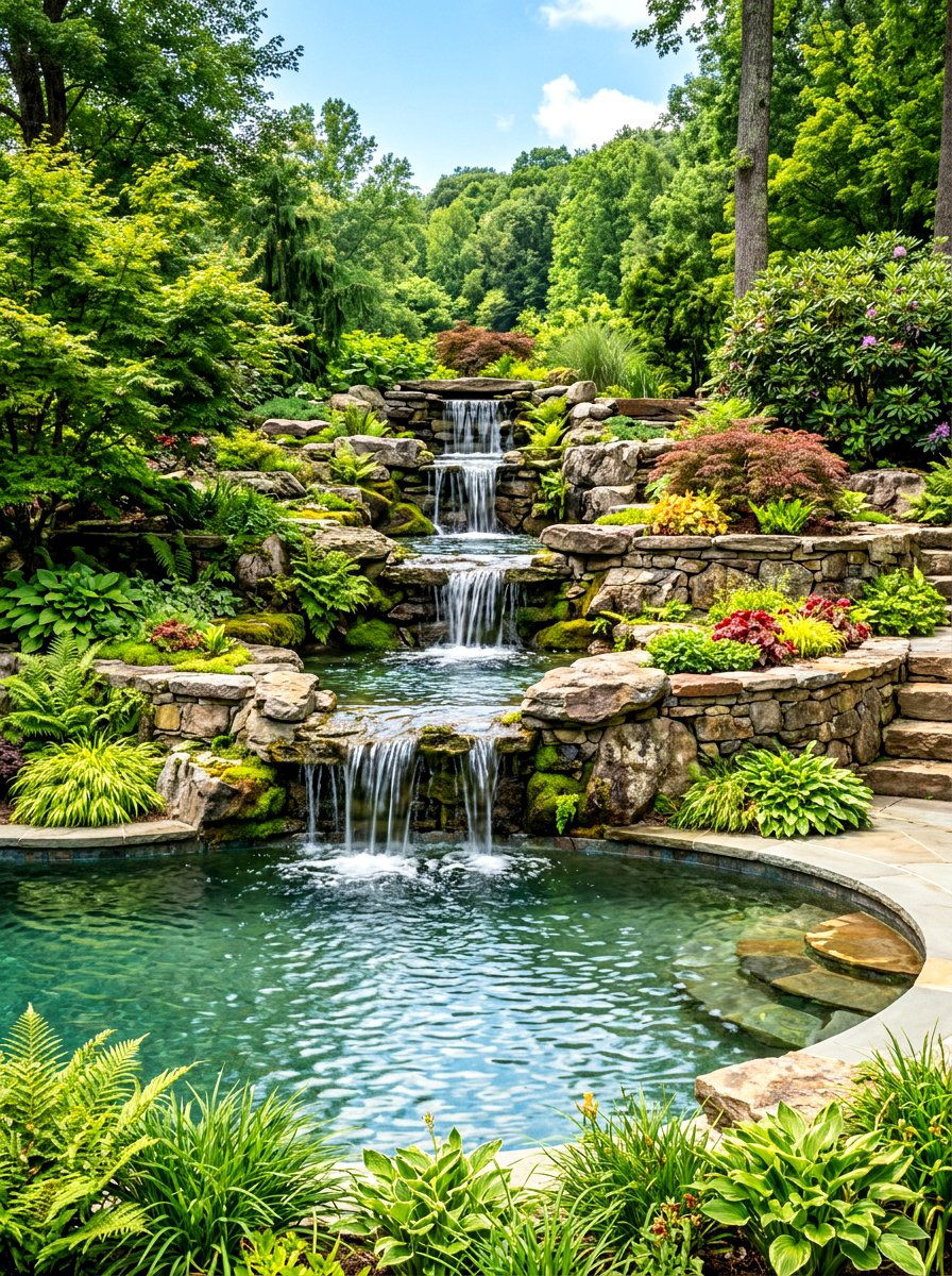 Tiered Waterfall Pool - 30 inground pool ideas