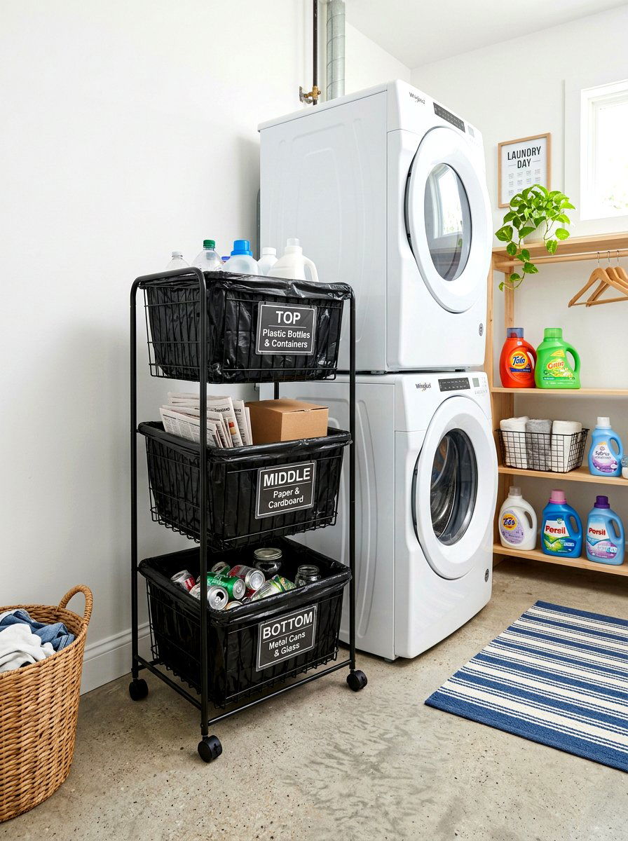 Tiered Wire Recycling Rack - 30 recycling station ideas