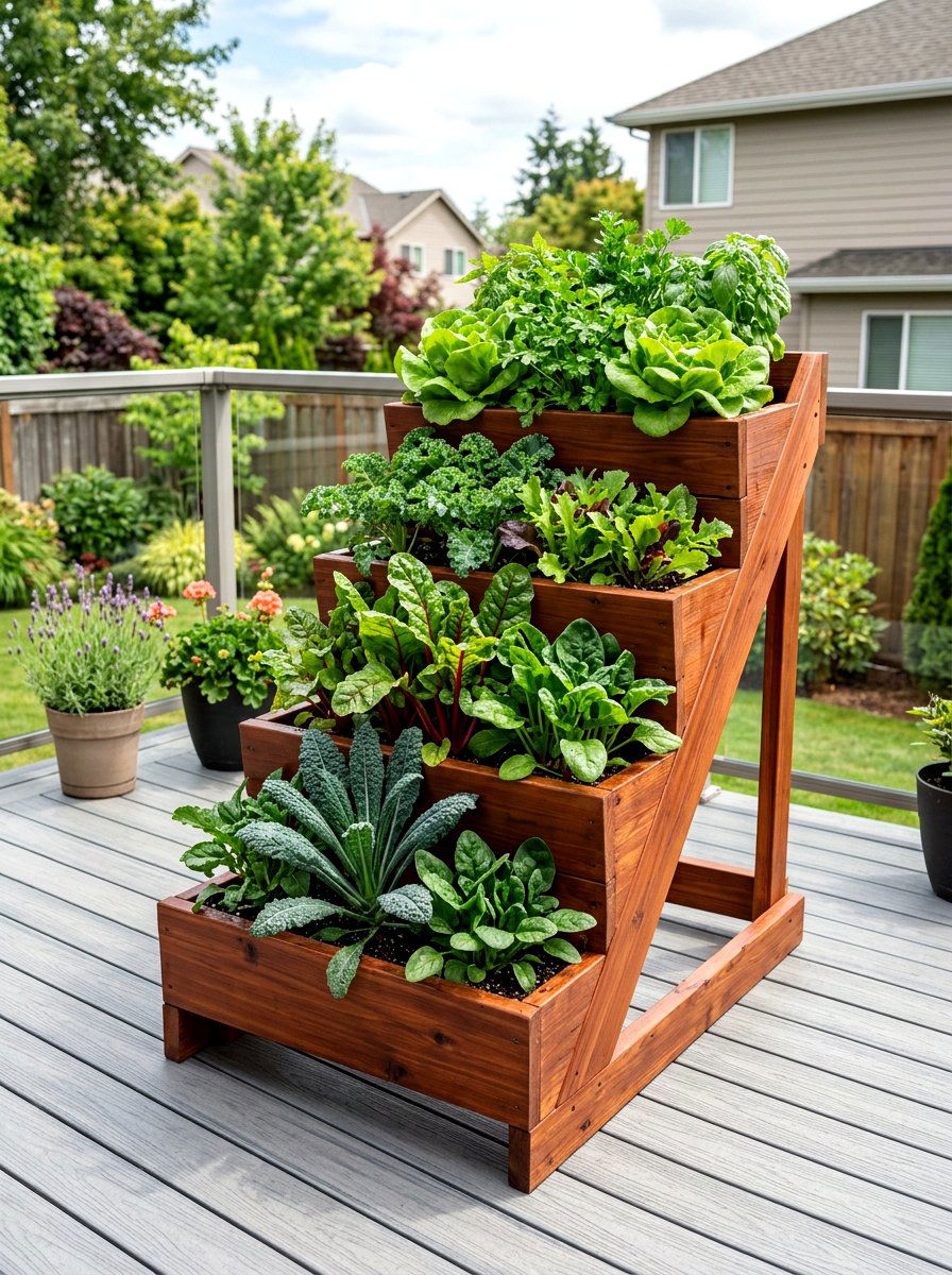 Tiered Wood Vertical Planter Box - 30 vertical planter box ideas