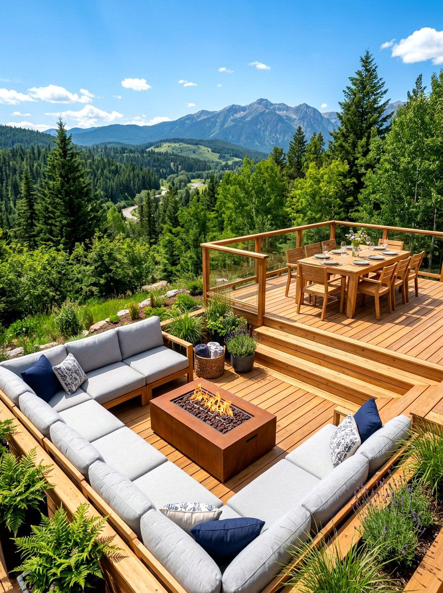 Tiered Wooden Deck Lounge - 30 backyard lounge zone ideas
