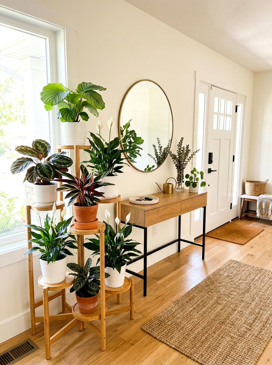 Tiered Wooden Plant Stand - 30 houseplant shelf ideas
