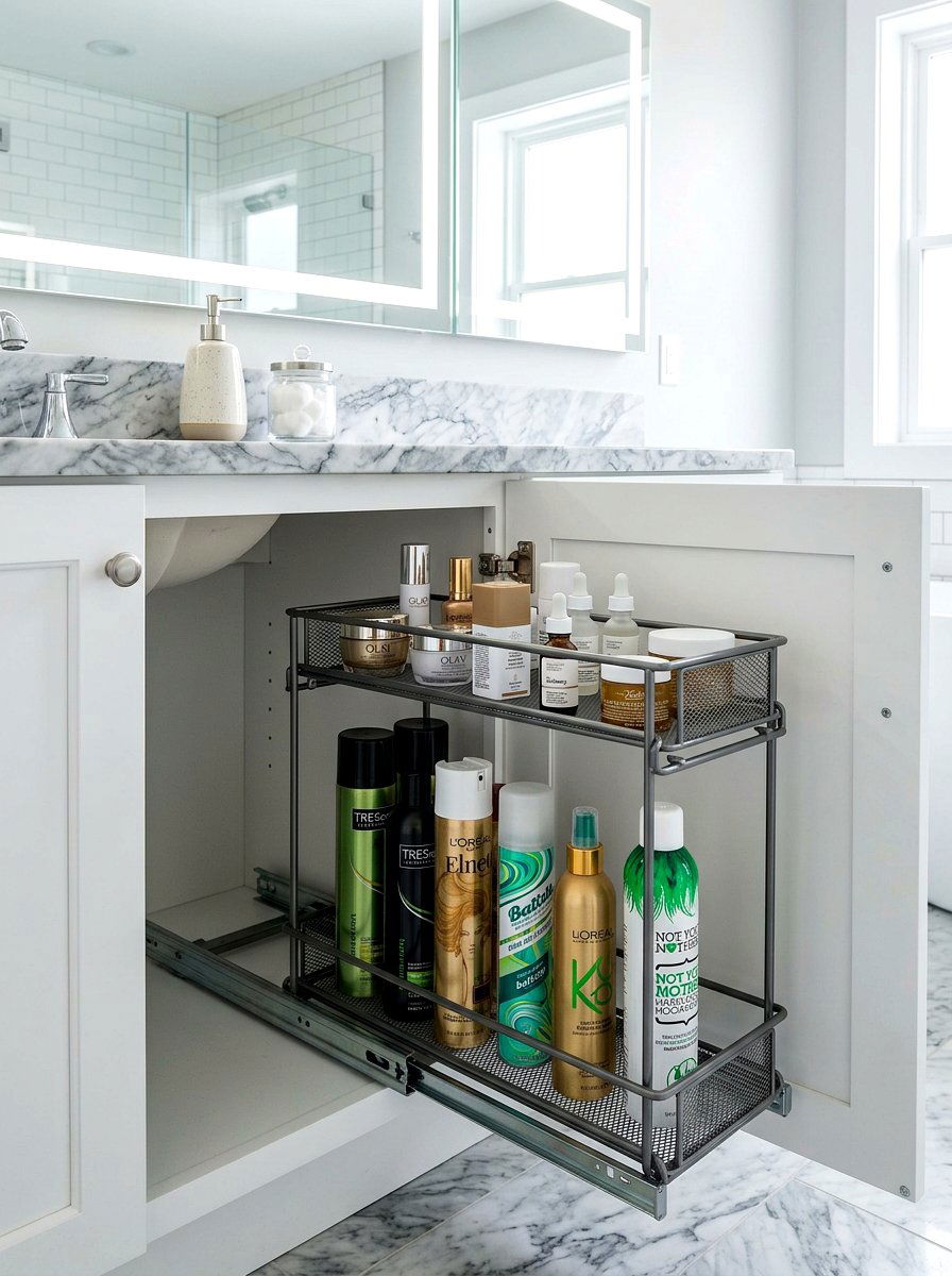 Tiered bathroom tray storage - 30 organizing bathroom cabinets ideas
