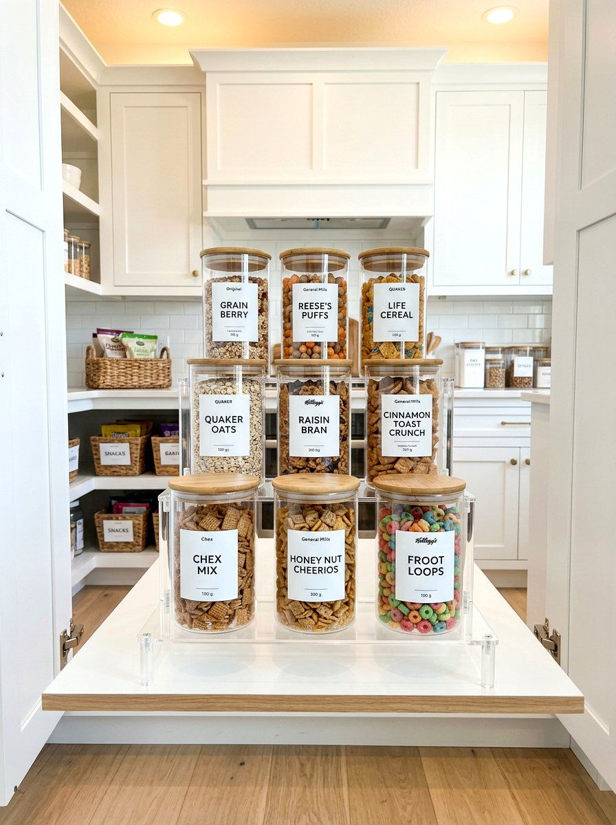 Tiered cereal riser pantry - 30 cereal station pantry ideas