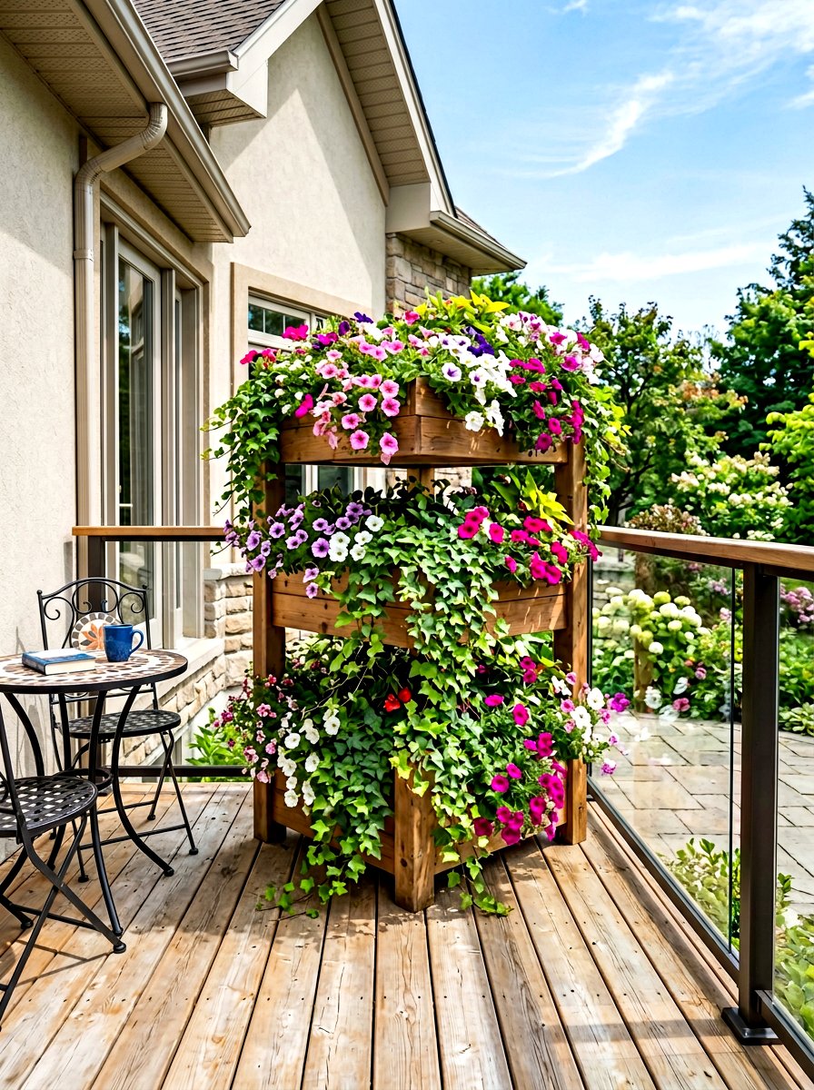 Tiered corner deck planters - 30 deck planter ideas