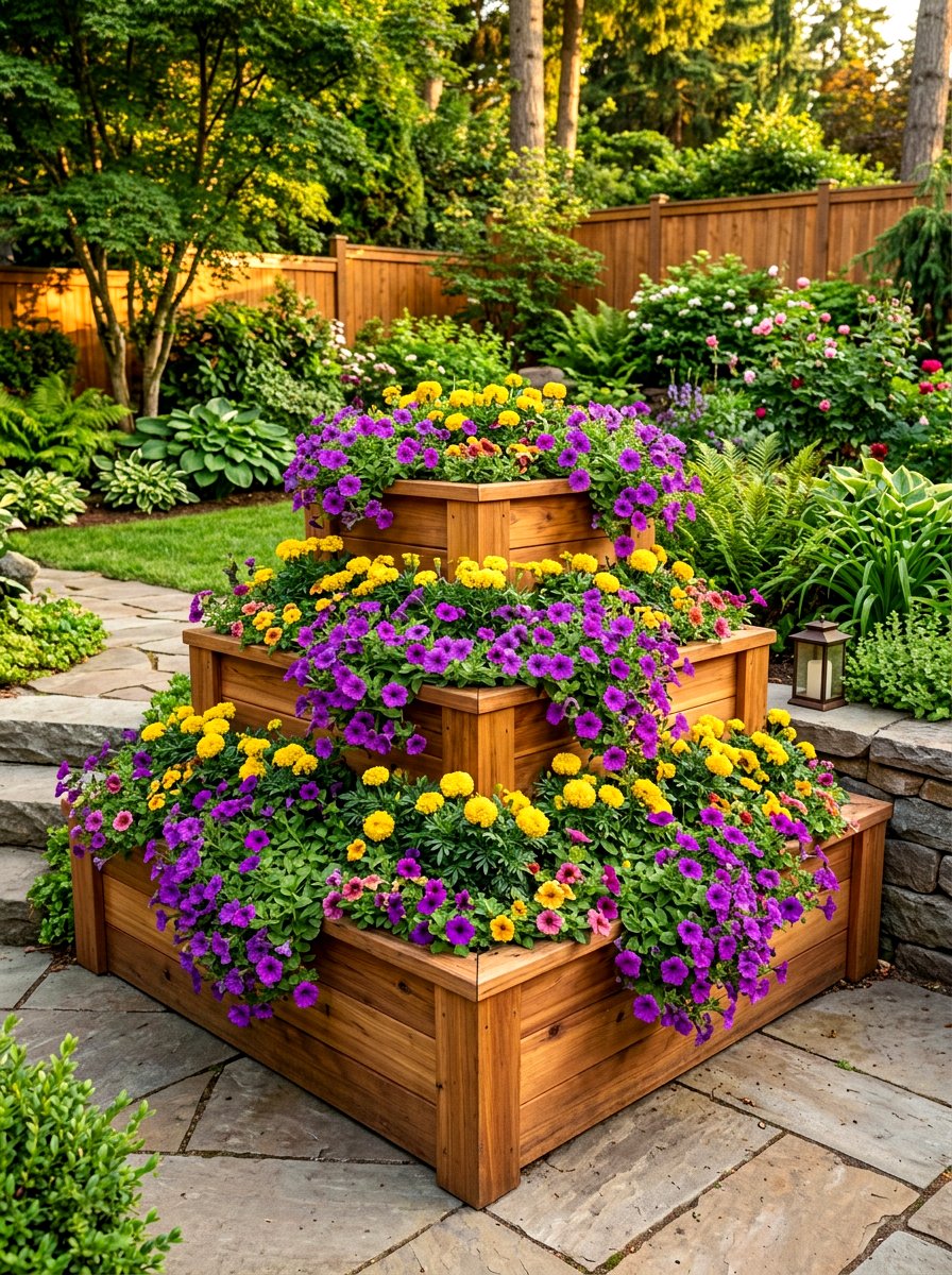 Tiered corner flower bed - 30 corner flower bed ideas