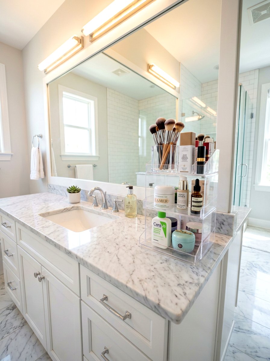 Tiered countertop organizer - 30 no drill shelving ideas