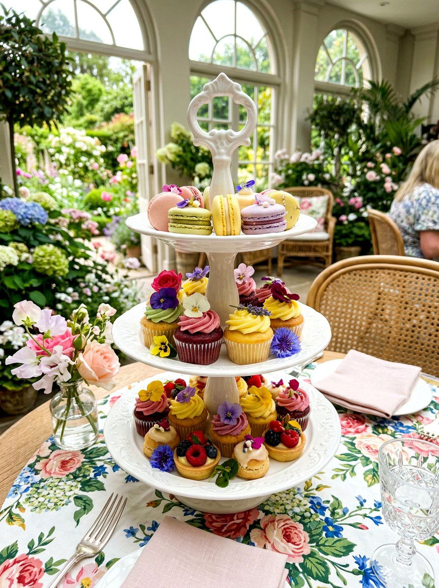 Tiered dessert stand - 30 bridal shower garden party ideas