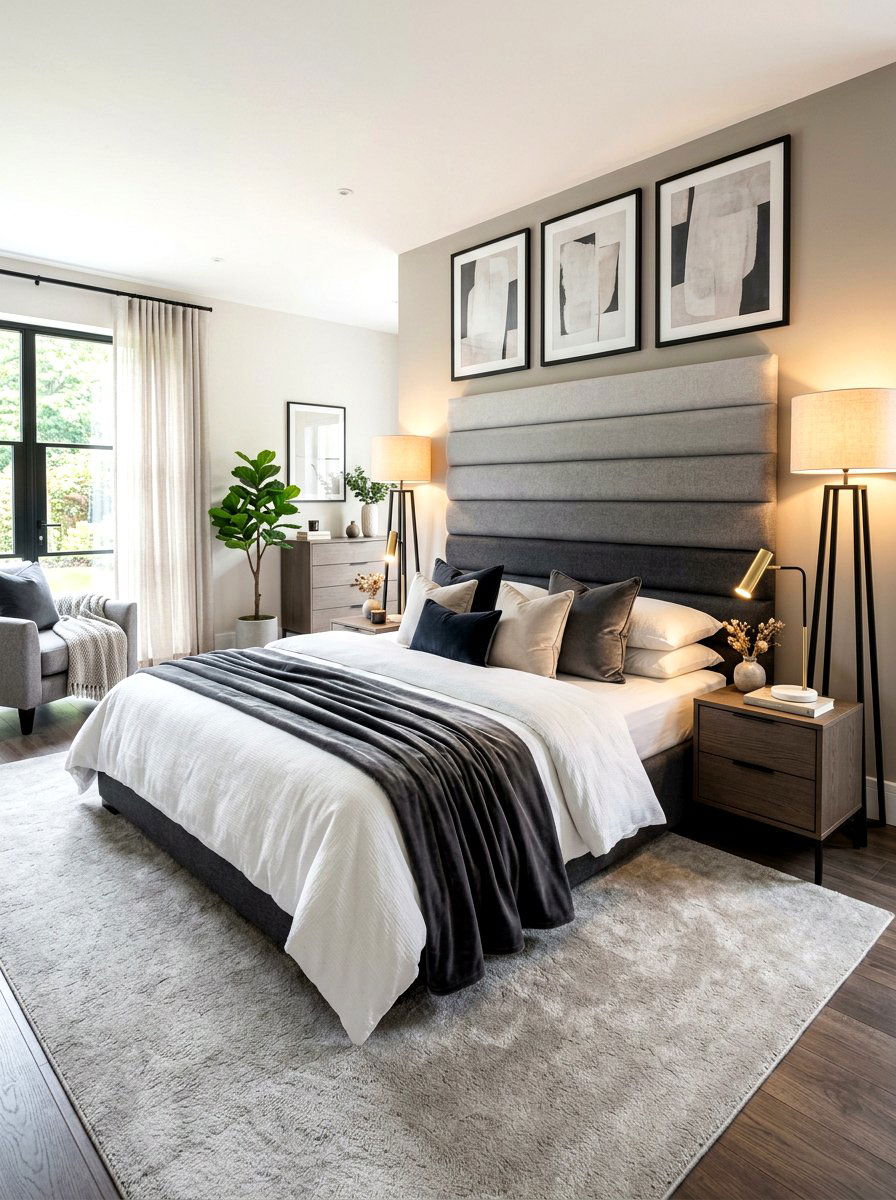 Tiered fabric headboard - 30 sculptural headboard ideas