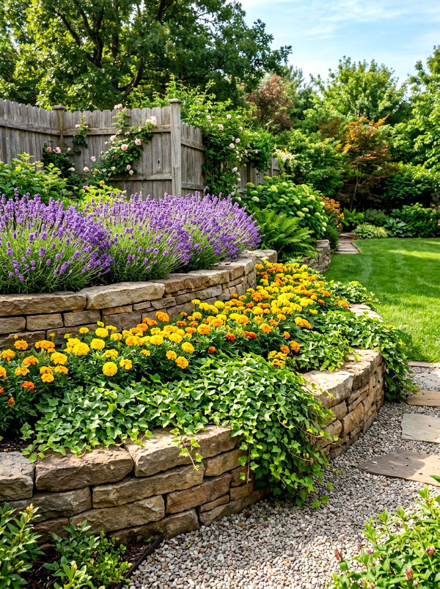 Tiered flower bed - 30 corner yard landscaping ideas