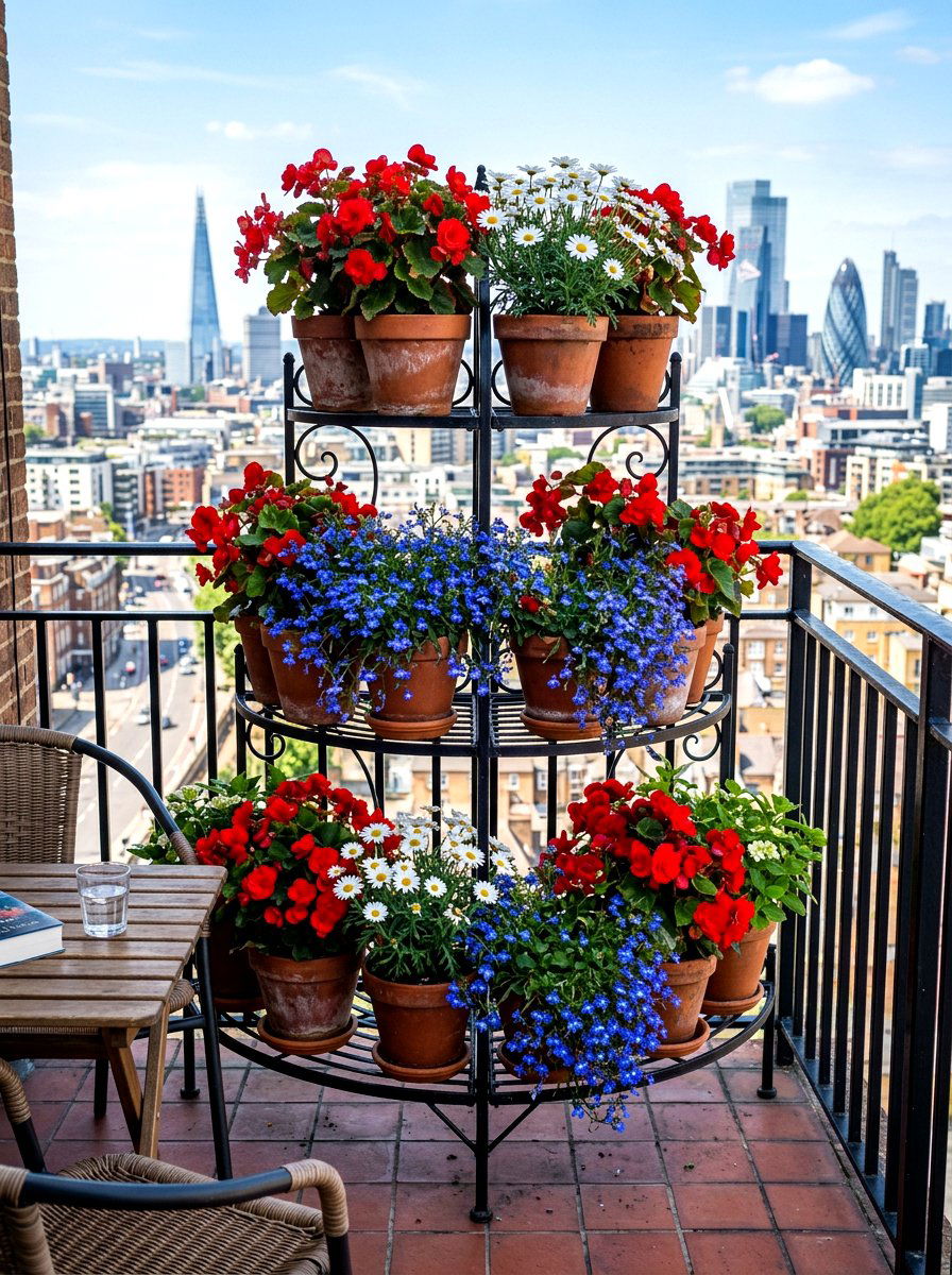 Tiered flower stand - 30 flower container garden ideas