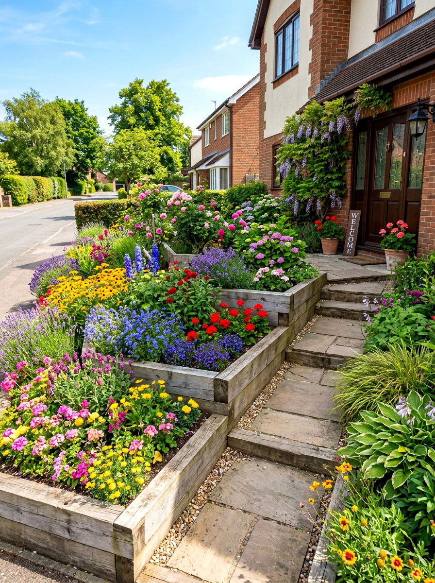 Tiered front garden border - 30 small front garden border ideas